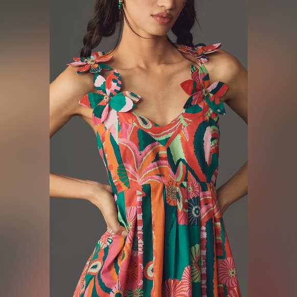 Farm Rio x Anthropologie Pleated Palm Midi Dress - Picture 2 of 10